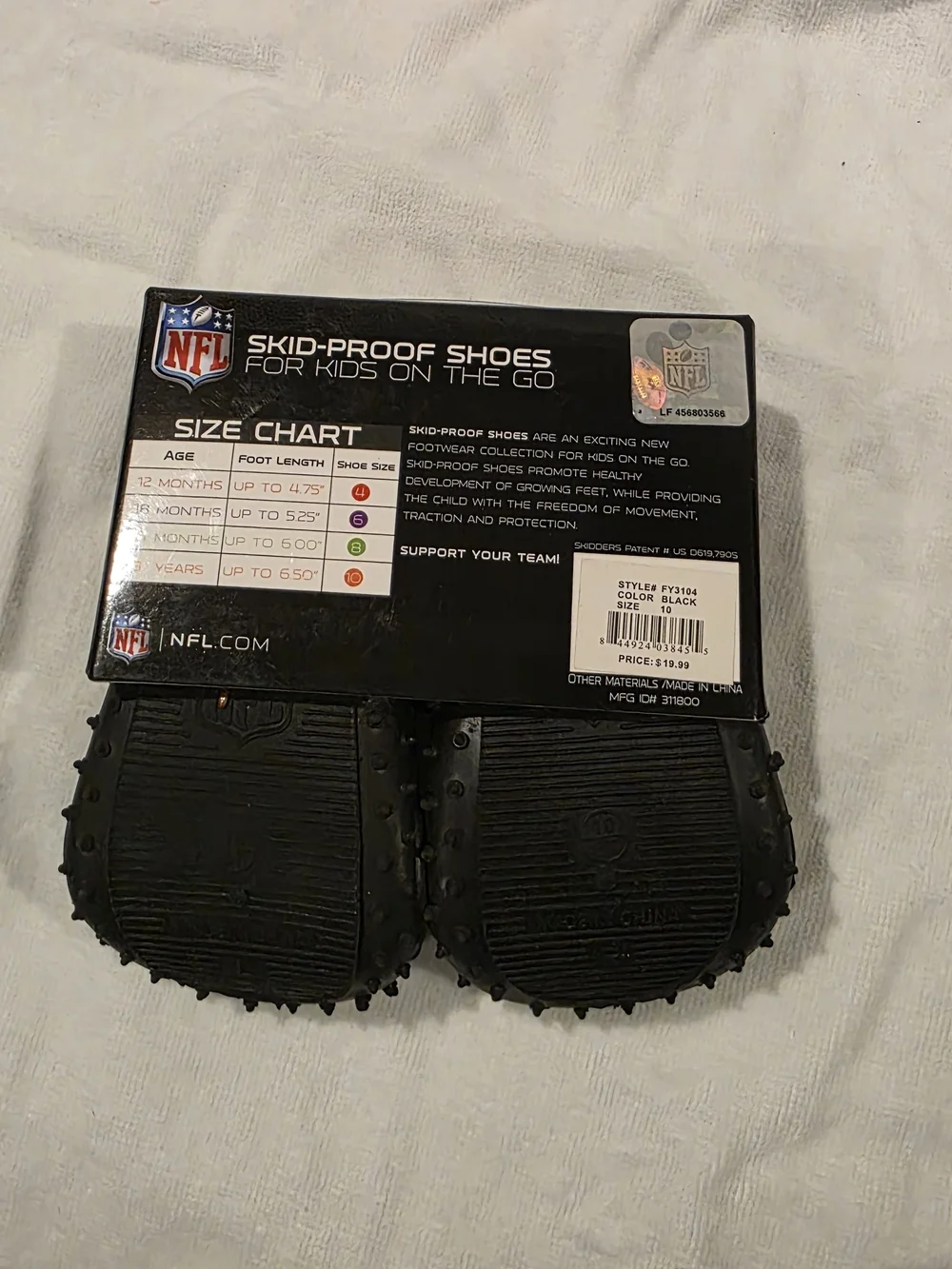 NFL Tan and Black Skid-Proof Athletic Sock Shoes